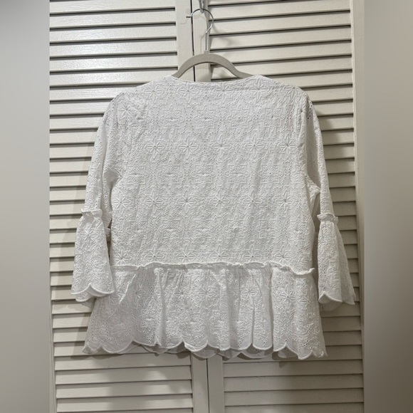 Vineyard Vines White Cap Island Eyelet Embroidered Floral Peplum Top - Picture 3 of 6